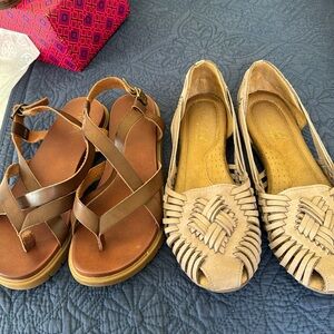 Tan sandals and shoes
